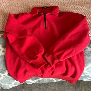 Red Oversized Quarter Zip